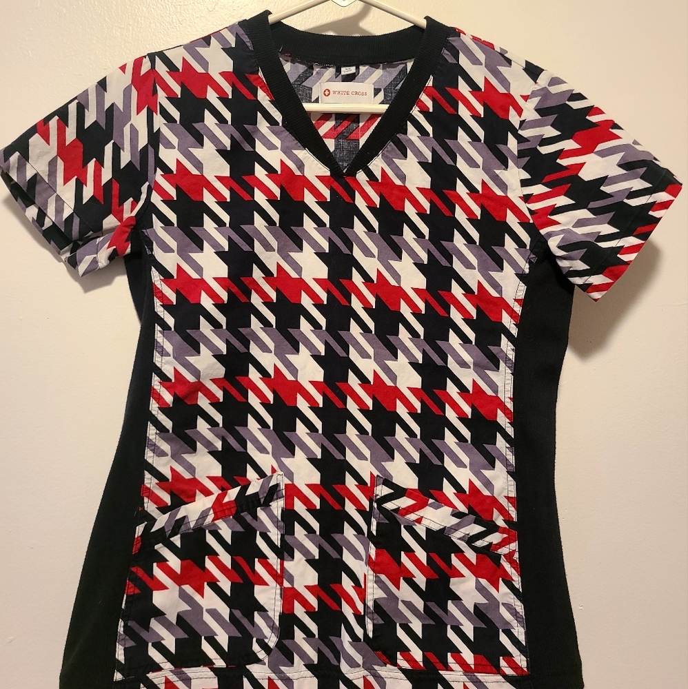 White Cross Scrub Top